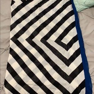 Ann Taylor black, white, and royal blue geo scarf